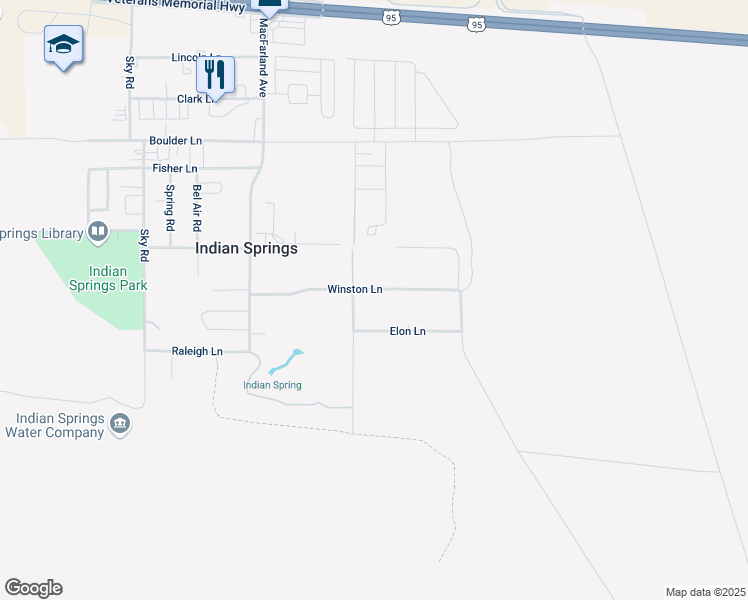 map of restaurants, bars, coffee shops, grocery stores, and more near 600 Winston Lane in Indian Springs