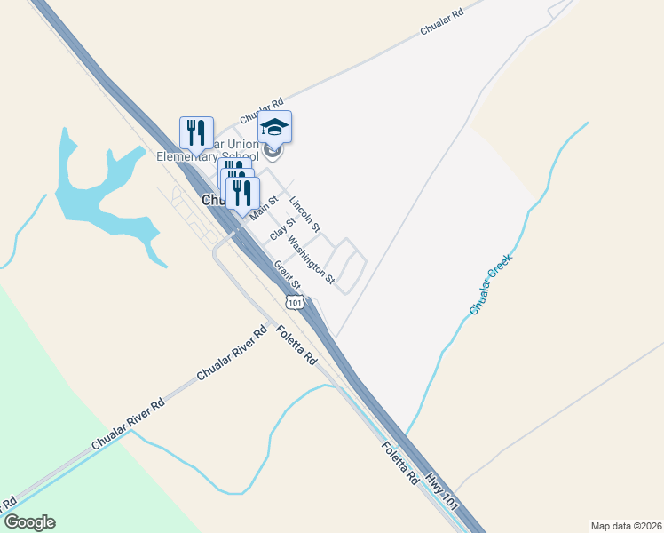 map of restaurants, bars, coffee shops, grocery stores, and more near 25620 Jefferson Street in Chualar