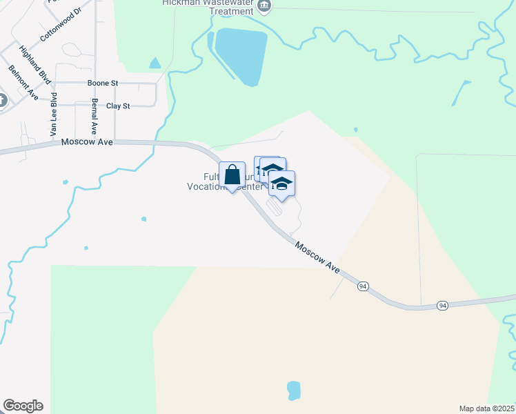 map of restaurants, bars, coffee shops, grocery stores, and more near 2750 Moscow Avenue in Hickman