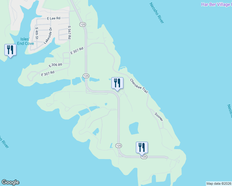 map of restaurants, bars, coffee shops, grocery stores, and more near 31500 Oklahoma 125 in Afton