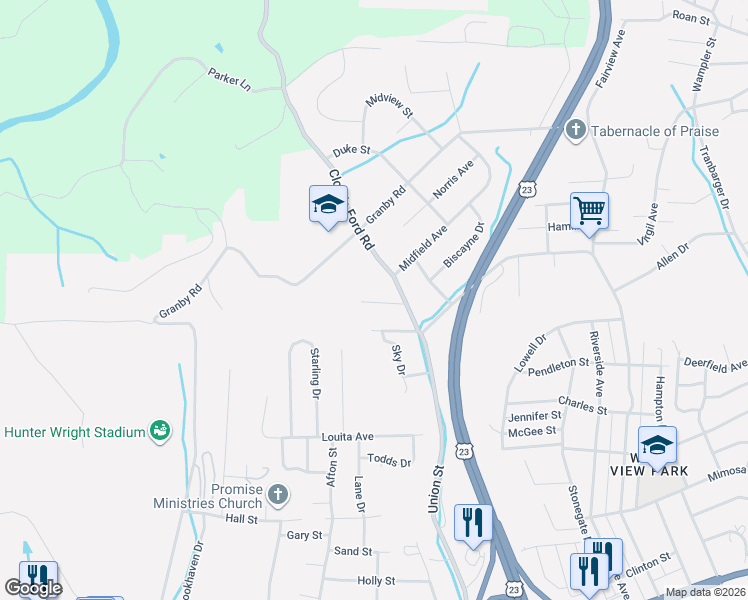 map of restaurants, bars, coffee shops, grocery stores, and more near 826 Pace Street in Kingsport