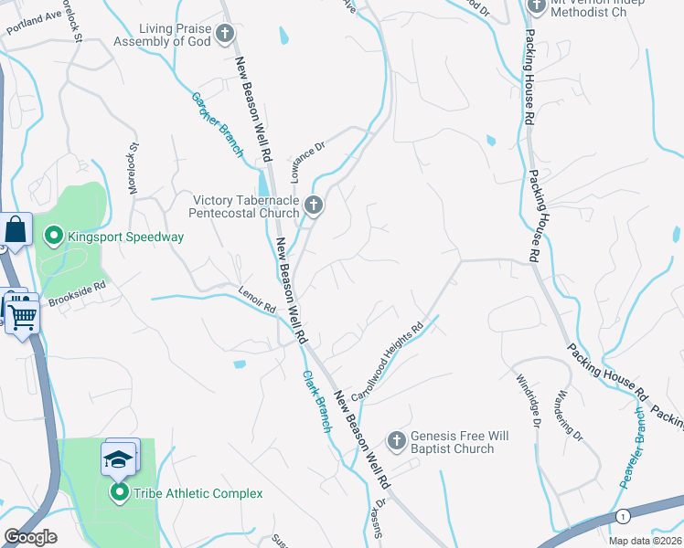 map of restaurants, bars, coffee shops, grocery stores, and more near 3240 Wil Rho Circle in Kingsport