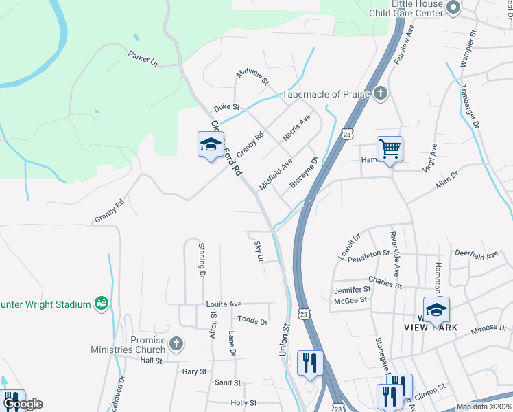 map of restaurants, bars, coffee shops, grocery stores, and more near 826 Pace Street in Kingsport