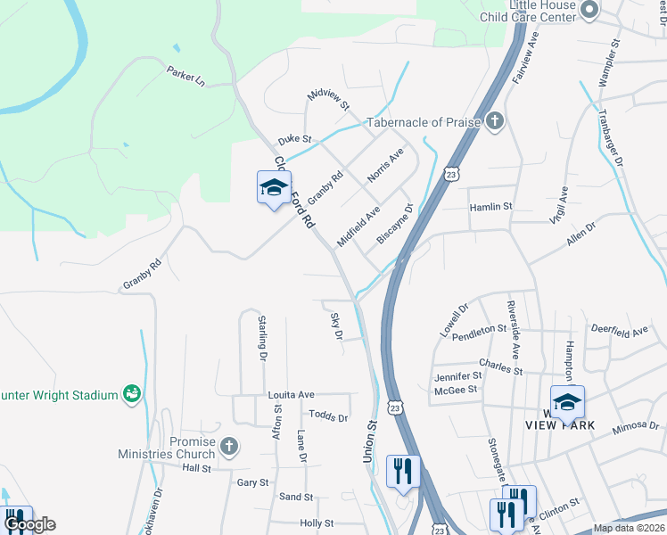map of restaurants, bars, coffee shops, grocery stores, and more near 826 Pace Street in Kingsport