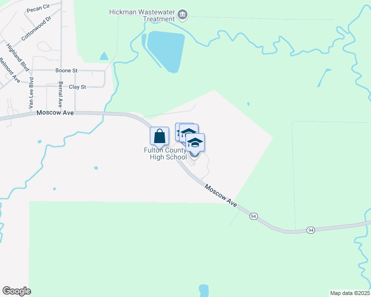 map of restaurants, bars, coffee shops, grocery stores, and more near 2750 Moscow Avenue in Hickman