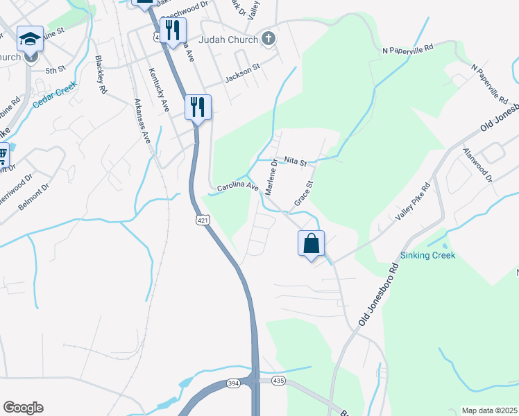 map of restaurants, bars, coffee shops, grocery stores, and more near 517 Brookside Drive in Bristol