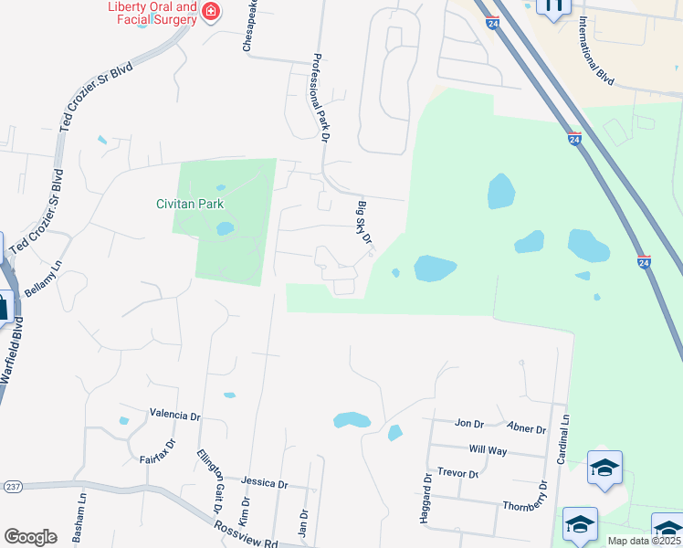 map of restaurants, bars, coffee shops, grocery stores, and more near 630 Snowshoe Lane in Clarksville
