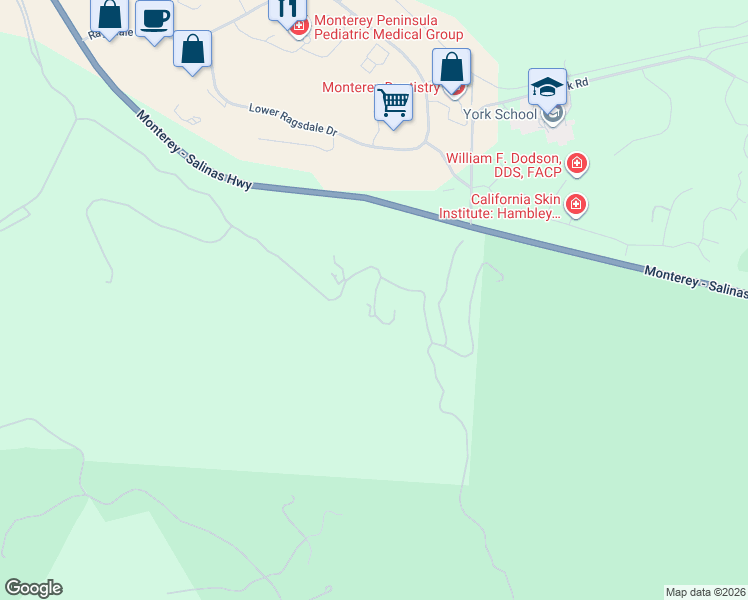 map of restaurants, bars, coffee shops, grocery stores, and more near 8375 Vista Monterra in Monterey