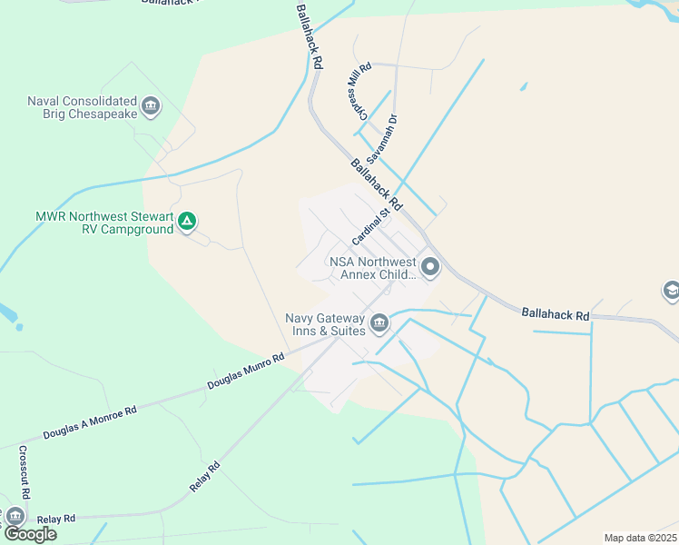 map of restaurants, bars, coffee shops, grocery stores, and more near 1039 Cardinal Street in Chesapeake