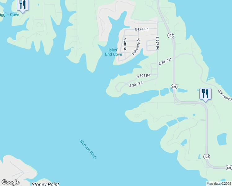 map of restaurants, bars, coffee shops, grocery stores, and more near 56450 East 306 Road in Monkey Island