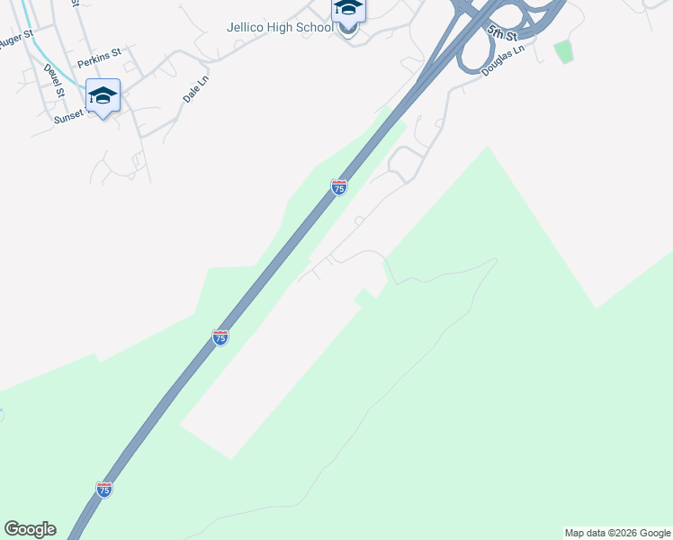 map of restaurants, bars, coffee shops, grocery stores, and more near 527 Douglas Lane in Jellico
