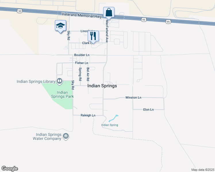 map of restaurants, bars, coffee shops, grocery stores, and more near East Gretta Lane in Indian Springs