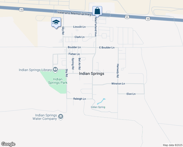 map of restaurants, bars, coffee shops, grocery stores, and more near in Indian Springs