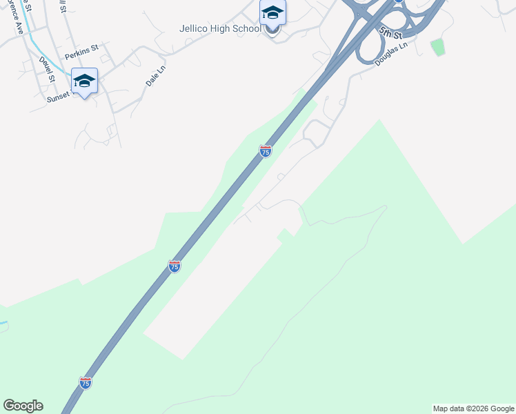 map of restaurants, bars, coffee shops, grocery stores, and more near 527 Douglas Ln in Jellico