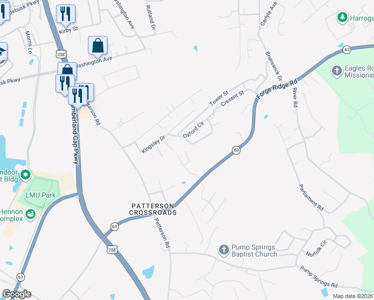 map of restaurants, bars, coffee shops, grocery stores, and more near 152 Bedrock Way in Harrogate