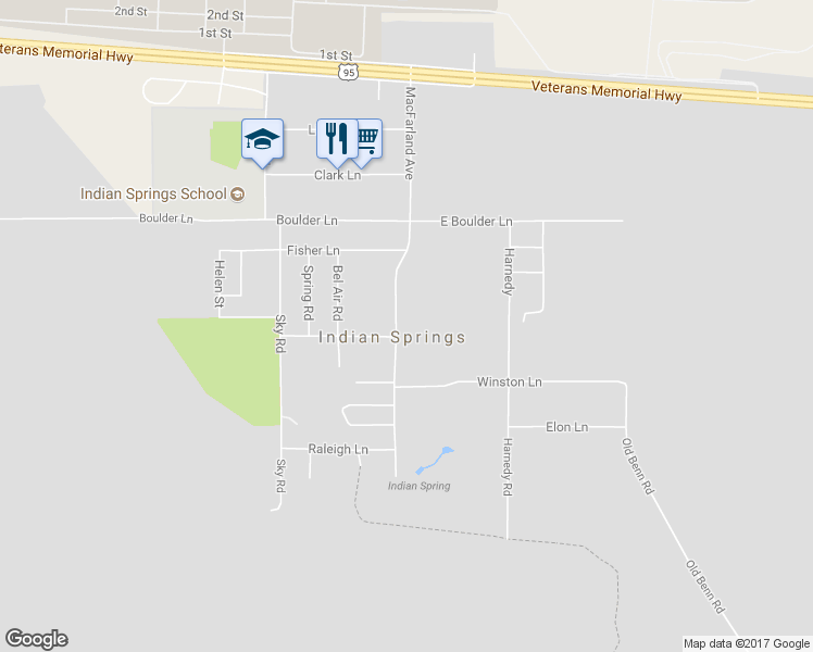 map of restaurants, bars, coffee shops, grocery stores, and more near in Indian Springs