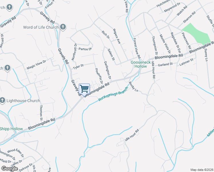 map of restaurants, bars, coffee shops, grocery stores, and more near 1507 Bloomingdale Road in Kingsport
