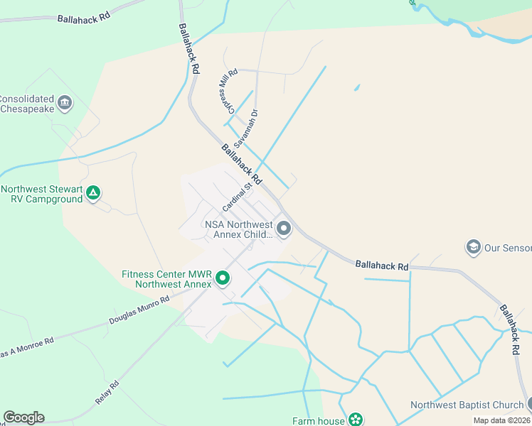 map of restaurants, bars, coffee shops, grocery stores, and more near 4205 Relay Road in Chesapeake