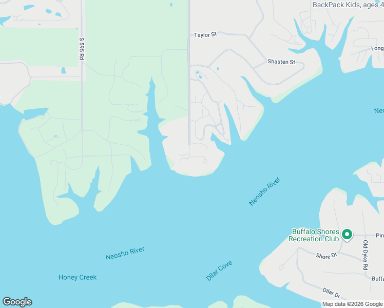 map of restaurants, bars, coffee shops, grocery stores, and more near 2402 Quail Run Road in Grove