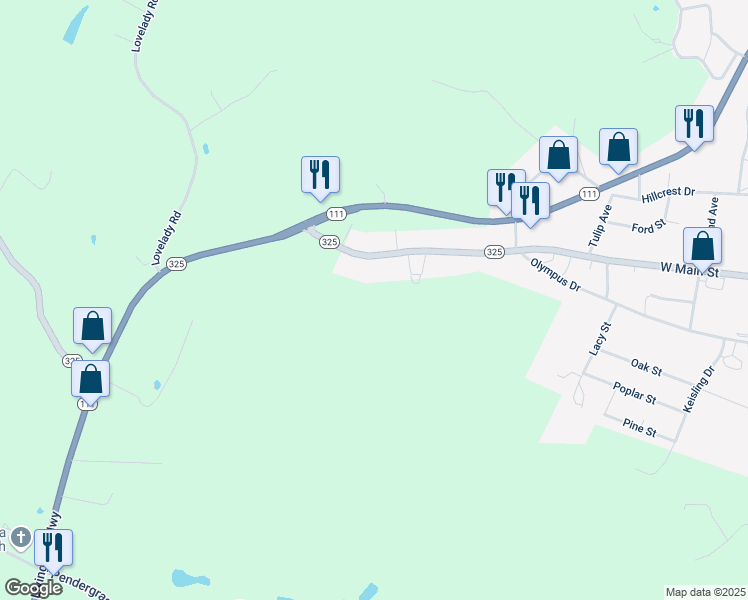 map of restaurants, bars, coffee shops, grocery stores, and more near 955 West Main Street in Byrdstown