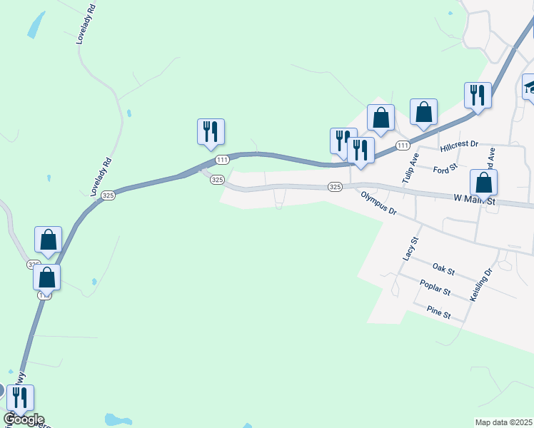 map of restaurants, bars, coffee shops, grocery stores, and more near 955 West Main Street in Byrdstown