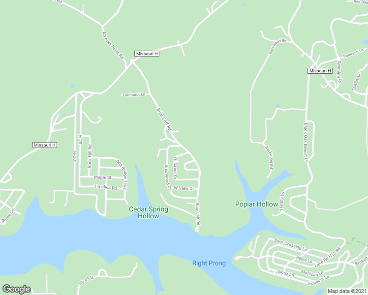 map of restaurants, bars, coffee shops, grocery stores, and more near 418 Briar Cliff Road in Lampe