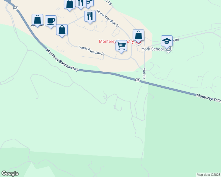 map of restaurants, bars, coffee shops, grocery stores, and more near 8340 Vista Monterra in Monterey