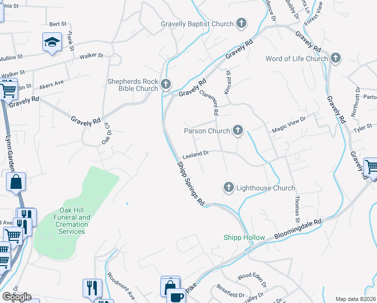 map of restaurants, bars, coffee shops, grocery stores, and more near 424 Gibbs Road in Kingsport