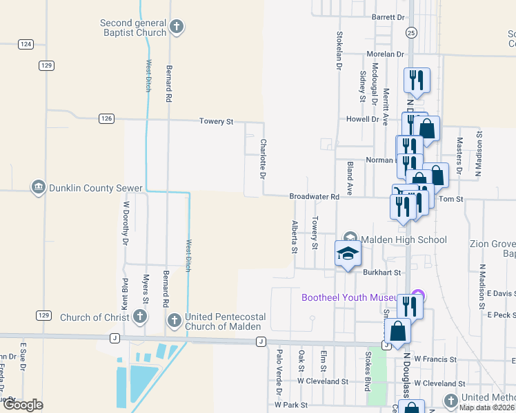 map of restaurants, bars, coffee shops, grocery stores, and more near 1100-1102 Benton Street in Malden