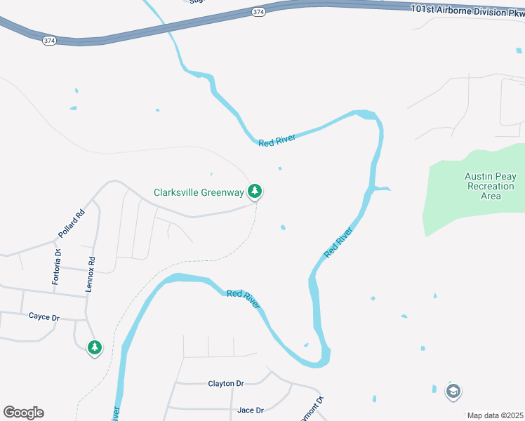map of restaurants, bars, coffee shops, grocery stores, and more near 1101 Pollard Road in Clarksville
