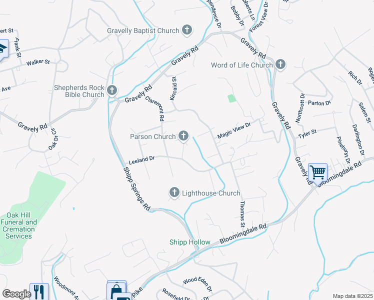map of restaurants, bars, coffee shops, grocery stores, and more near 315 Parsons Drive in Kingsport
