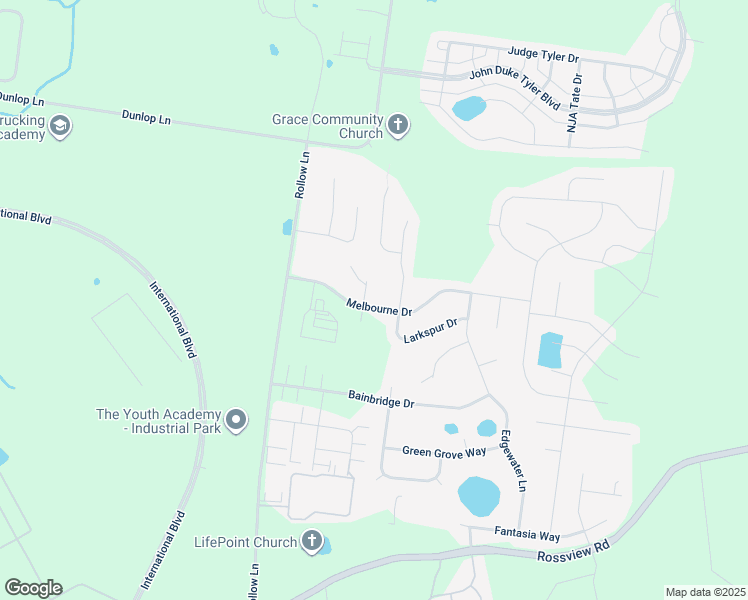 map of restaurants, bars, coffee shops, grocery stores, and more near 133 Melbourne Drive in Clarksville