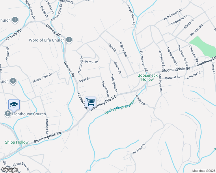 map of restaurants, bars, coffee shops, grocery stores, and more near 117 Pinehurst Drive in Kingsport