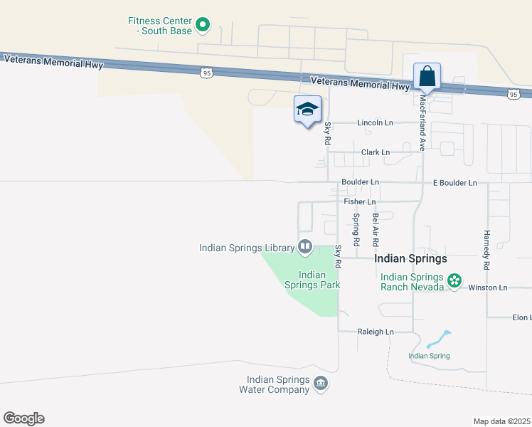 map of restaurants, bars, coffee shops, grocery stores, and more near 875 Boulder Lane in Indian Springs