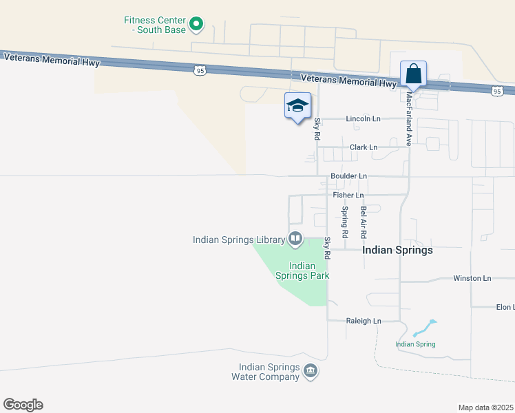 map of restaurants, bars, coffee shops, grocery stores, and more near 875 Boulder Lane in Indian Springs
