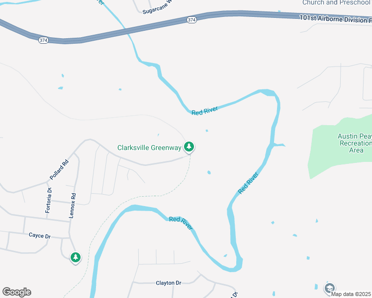 map of restaurants, bars, coffee shops, grocery stores, and more near 1101 Pollard Road in Clarksville