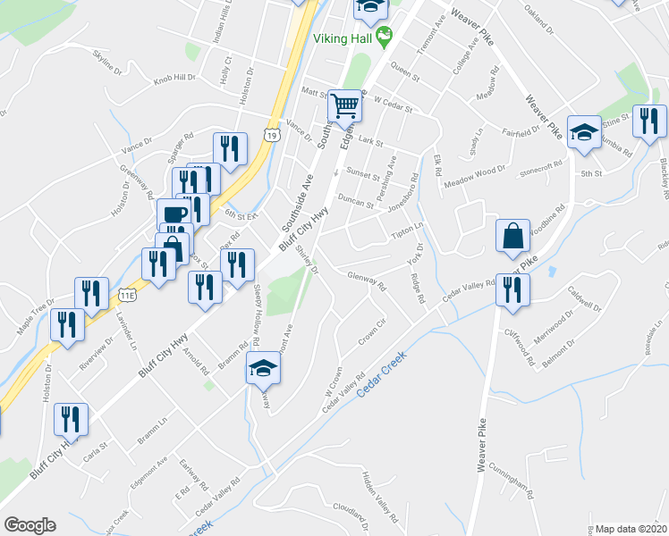 map of restaurants, bars, coffee shops, grocery stores, and more near 201 Glenway Road in Bristol