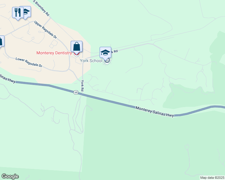 map of restaurants, bars, coffee shops, grocery stores, and more near 9777 Blue Larkspur Lane in Monterey