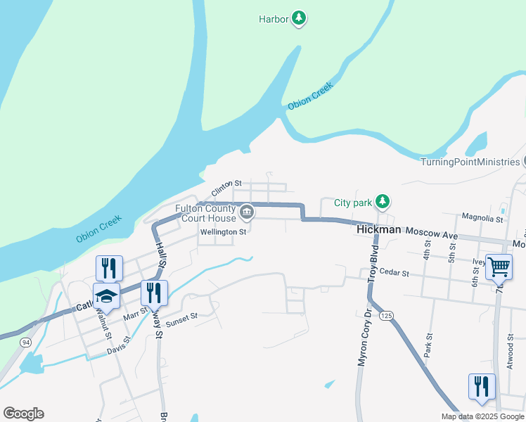 map of restaurants, bars, coffee shops, grocery stores, and more near 309-315 Wellington Street in Hickman