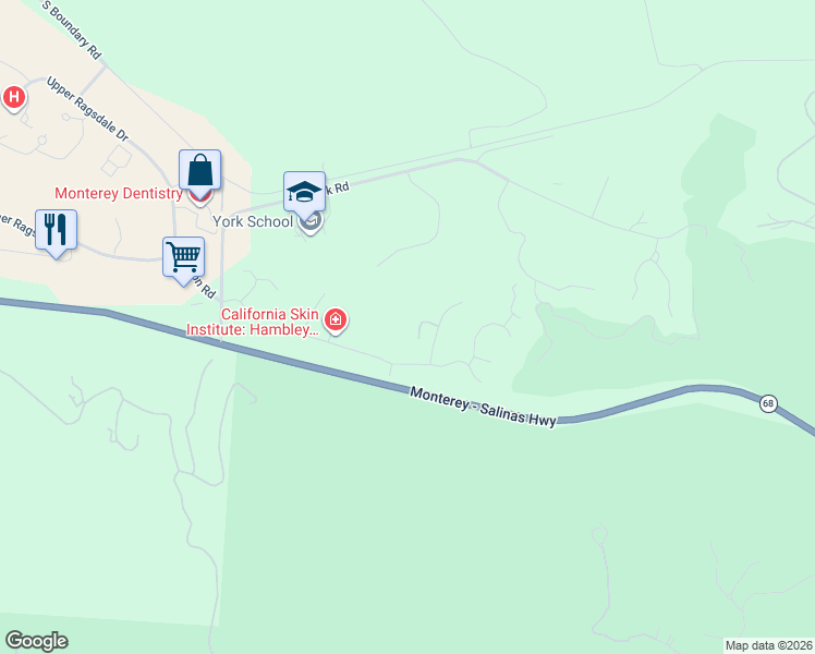 map of restaurants, bars, coffee shops, grocery stores, and more near 9871 Blue Larkspur Lane in Monterey