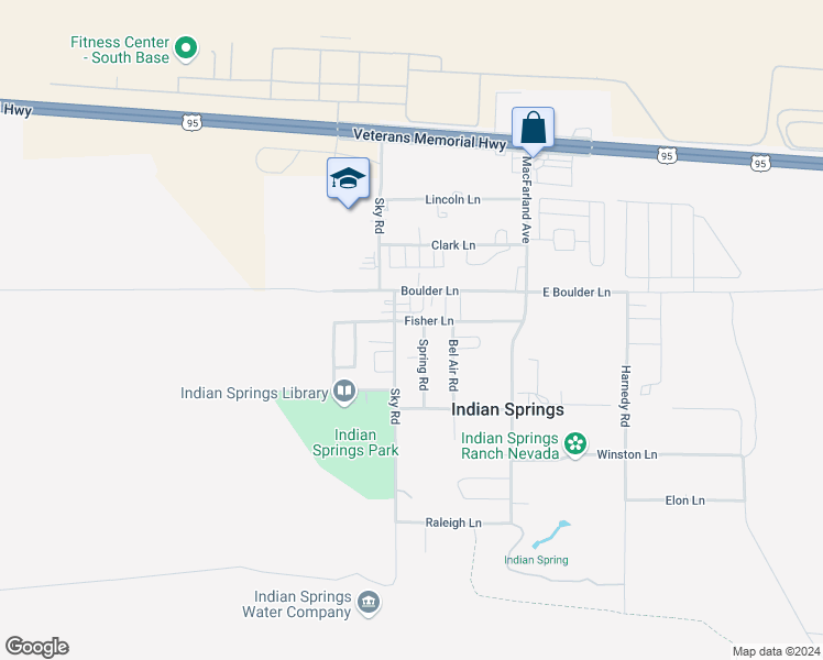 map of restaurants, bars, coffee shops, grocery stores, and more near 664 Sky Road in Indian Springs