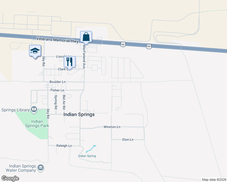 map of restaurants, bars, coffee shops, grocery stores, and more near 503 Virginia in Indian Springs