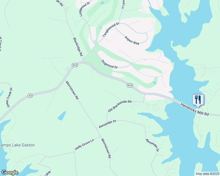 map of restaurants, bars, coffee shops, grocery stores, and more near 9750 State Route 903 in Bracey