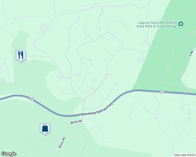 map of restaurants, bars, coffee shops, grocery stores, and more near 216 Mirasol Way in Monterey