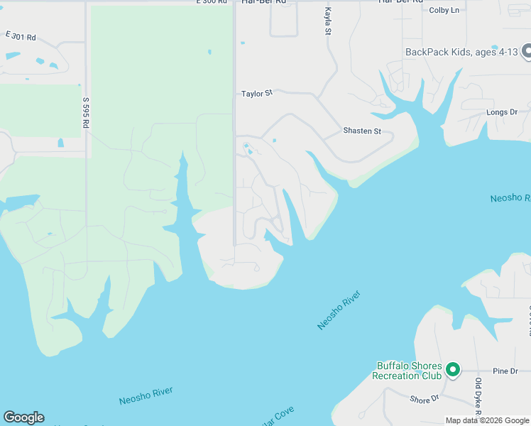 map of restaurants, bars, coffee shops, grocery stores, and more near 2262 Lower Waterfall Road in Grove