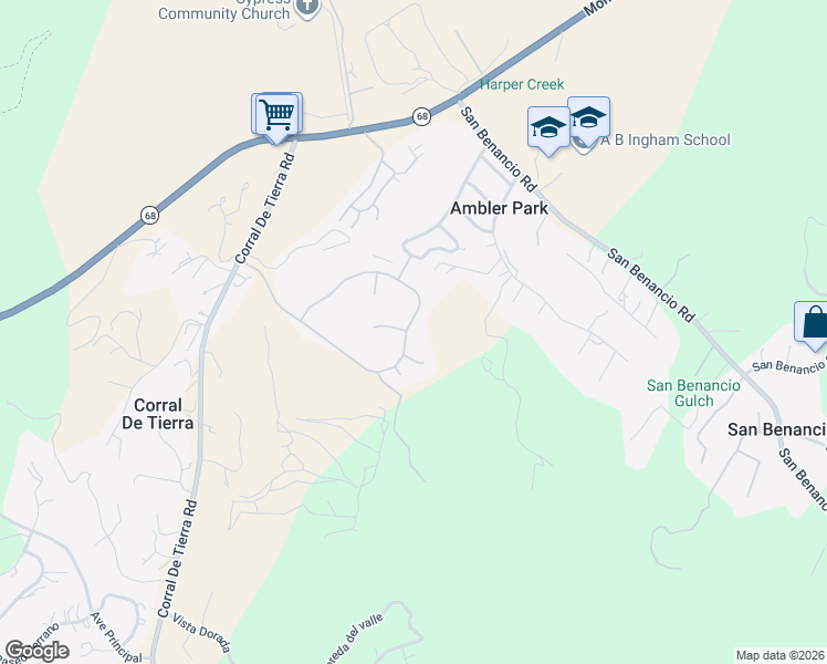map of restaurants, bars, coffee shops, grocery stores, and more near 14260 Mountain Quail Road in Salinas