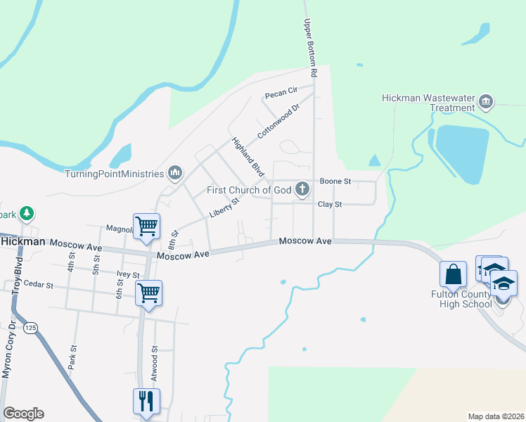map of restaurants, bars, coffee shops, grocery stores, and more near 201-211 Belmont Avenue in Hickman
