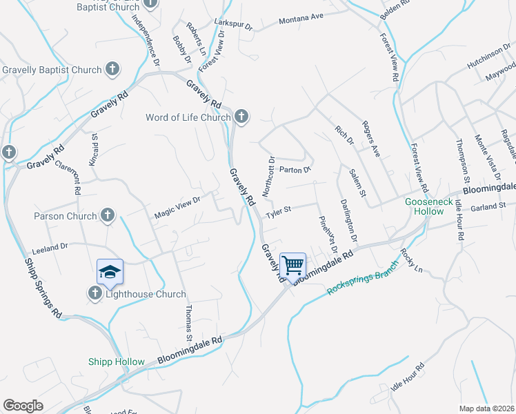 map of restaurants, bars, coffee shops, grocery stores, and more near 953 Gravely Road in Kingsport