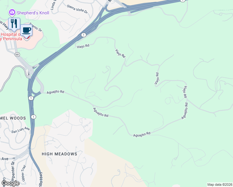 map of restaurants, bars, coffee shops, grocery stores, and more near 509 Valenzuela Road in Carmel-by-the-Sea