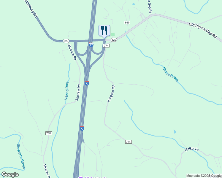 map of restaurants, bars, coffee shops, grocery stores, and more near 456 State Road 774 in Lambsburg